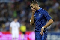 D�ception pour la France de Karim Benzema face � l'Uruguay (0 - 0), au Stade Oc�ane du Havre.<br />PHOTO JOHAN BEN AZZOUZ / LA VOIX DU NORD