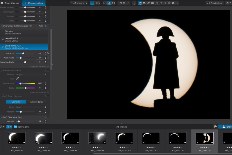 Développement des fichiers RAW dans DxO PhotoLab