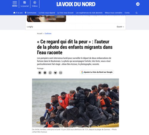 Capture de l’article consacré à la photographie des enfants migrants à Dannes en 2026