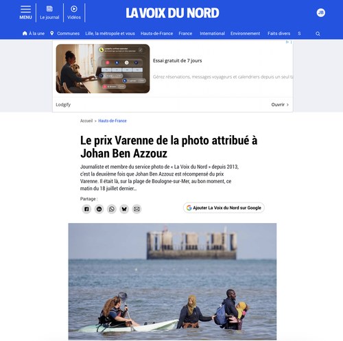 Capture de l’article consacré au Prix Varenne 2023 de Johan Ben Azzouz