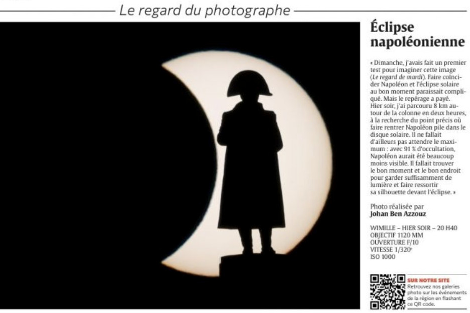 le résultat dans le journal La Voix du Nord en page 2 pour la rubrique Le regard du photographe
