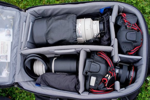 inside a camera bag